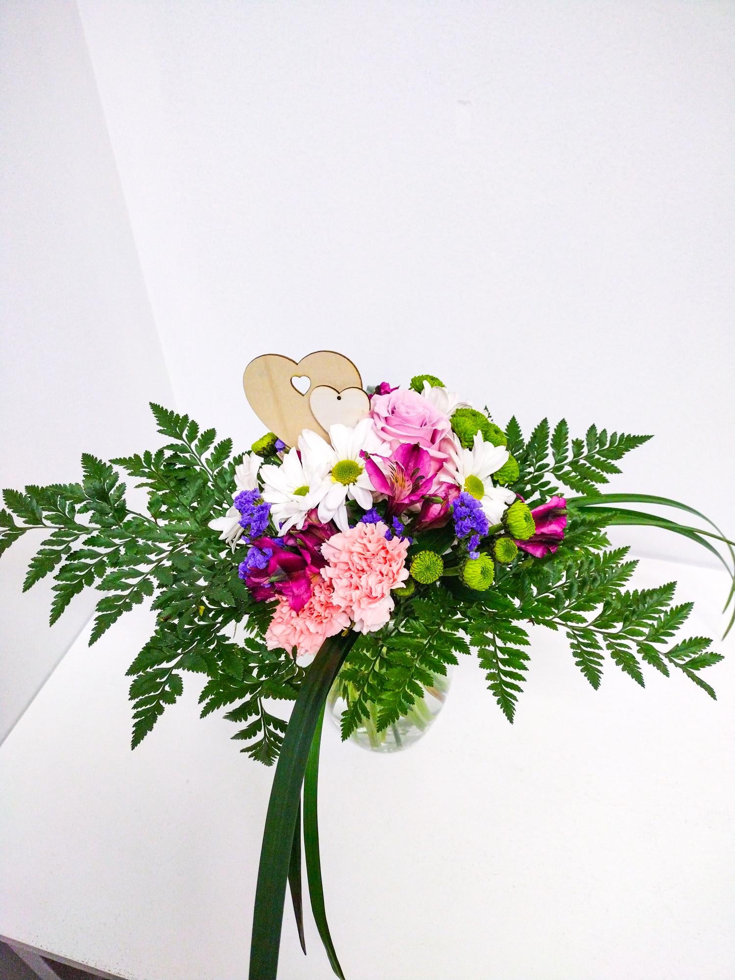 Modern Bouquet with Hearts Bea's Flowers Flower Shop